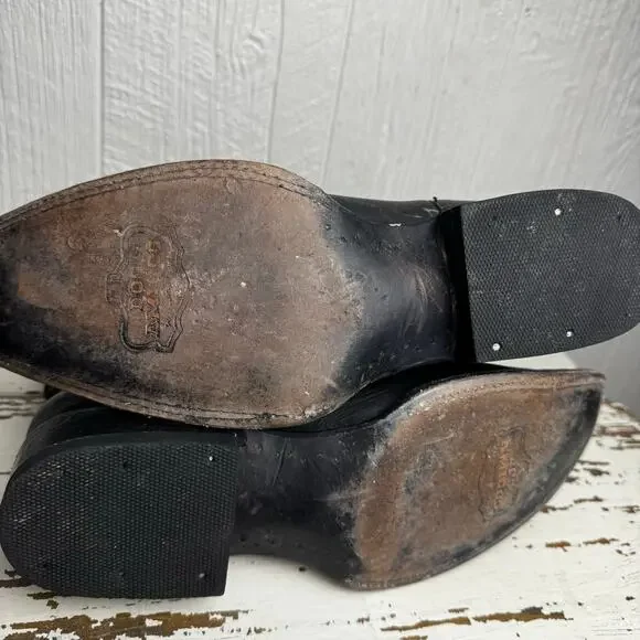 Dos Amigos Western Wear Black Pointed Toe Men's Boots Size 9 Mexico Leather
